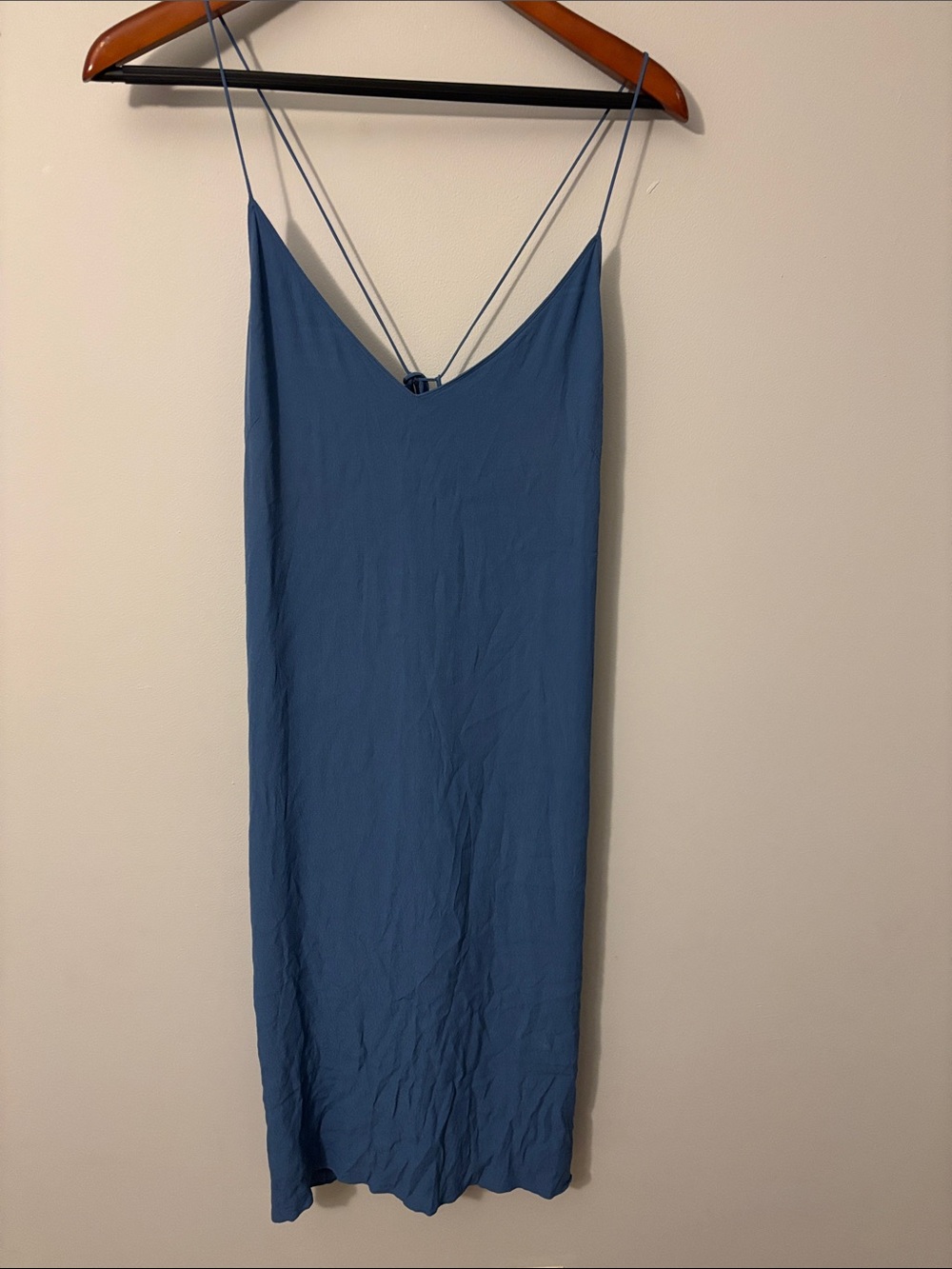 Wilfred Dusty Blue Midi Slip Dress with Double Spaghetti Straps
